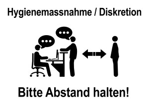 ds25 DiskretionSchild - ks523 Kombi-Schild - Wartezimmer - german text: Hygienemassnahme / Diskretion - Bitte Abstand halten - banner white - Vorlage / Druckvorlage - DIN A1 A2 A3 A4 - xxl g9175